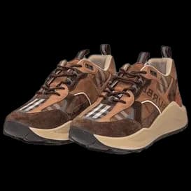 Burberry Check and Suede Sneakers Dark Birch Brown