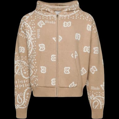 RHUDE Bandana knit zip-front hoodie