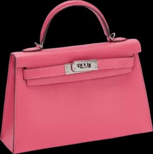 Hermès Kelly Sellier Chevre Palladium Mini 20 Rose Lipstick