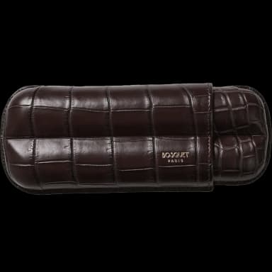 Bosquet Crocodile Cigar Case, Dark Brown