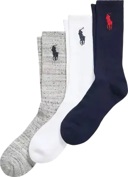 Ralph Lauren Logo-embroidered Crew Socks (Pack of Three)