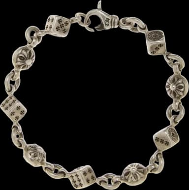 Chrome Hearts Sterling Silver Dice Cross Ball Bracelet