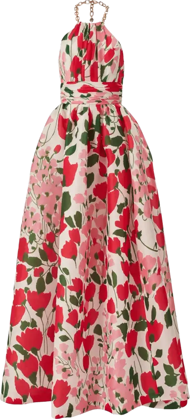 Carolina Herrera Floral Halterneck Gown