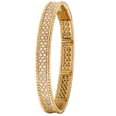 Van Cleef Perlée diamonds bracelet, 3 rows, medium model