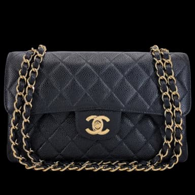 Chanel 2002 Vintage Black Caviar Small Classic Double Flap Bag 24k GHW 9TI