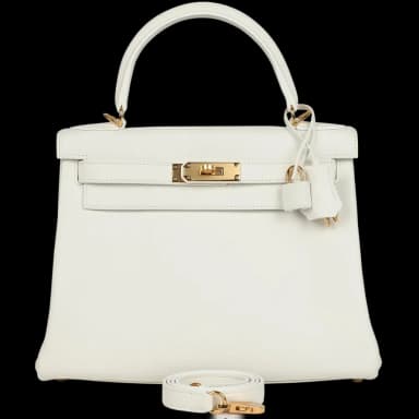 Hermès Kelly Retourne 28 White Evercolor Gold Hardware