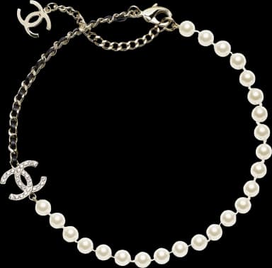 Chanel Metal & Lambskin Pearl Necklace