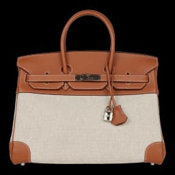 Pre-owned Hermès Birkin 35 Toile H and Fauve Barenia Palladium Hardware