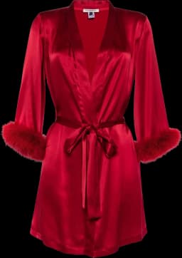 Gilda & Pearl Bibi Feather-trim Silk Robe