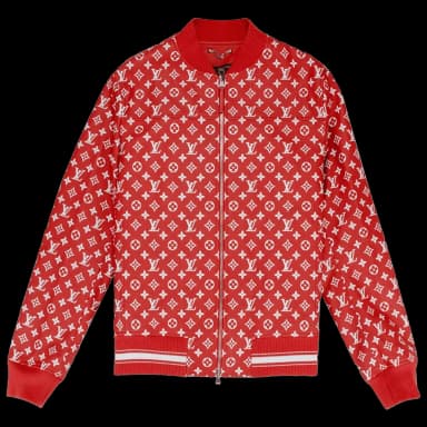 Supreme x Louis Vuitton Leather Baseball Jacket Red