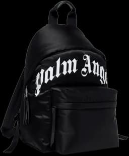 Palm Angels Technical Fabric Curved Logo Backpack Black White