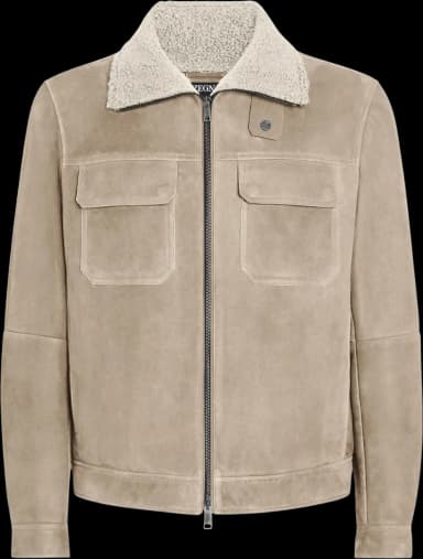 Zegna Shearling-collar Suede Jacket