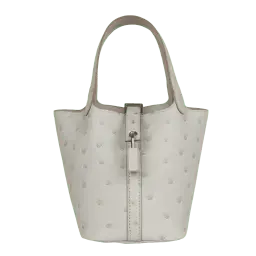 Hermès Micro Picotin 14 Gris Perle Ostrich Palladium Hardware