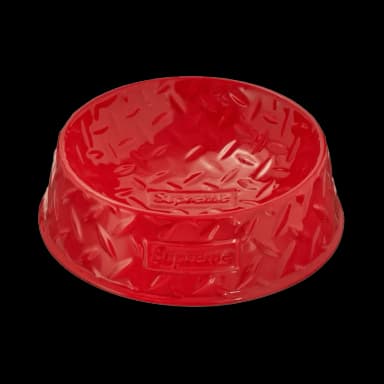 Supreme Diamond Plate Dog Bowl Red