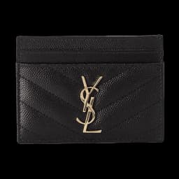 Cassandre Matelasse Card Case Grain De Poudre Embossed Leather Black