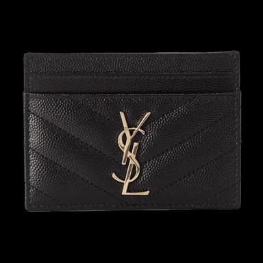Cassandre Matelasse Card Case Grain De Poudre Embossed Leather Black