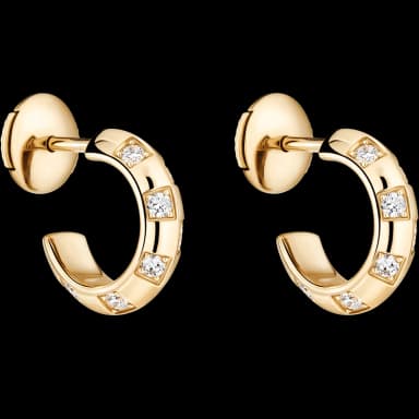 Le Damier de Louis Vuitton Small Hoops, Yellow Gold and Diamonds
