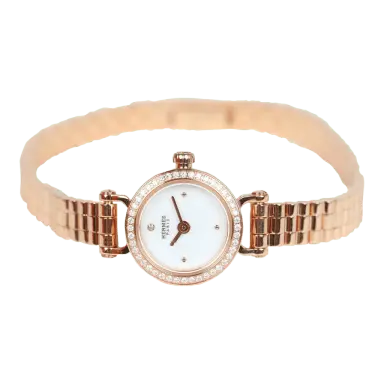 Hermès Faubourg Watch GM 18K Rose Gold White Diamonds Rose Gold Hardware